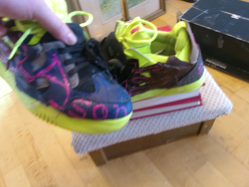 Shoes Thats Desiner style bright modern day skateshoes with clocks onthem
